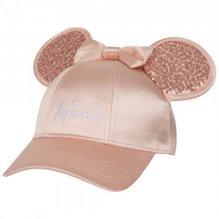 Disney Minnie Mouse Signature Glitter Rose Gold Cap with 3D Ears and Bow